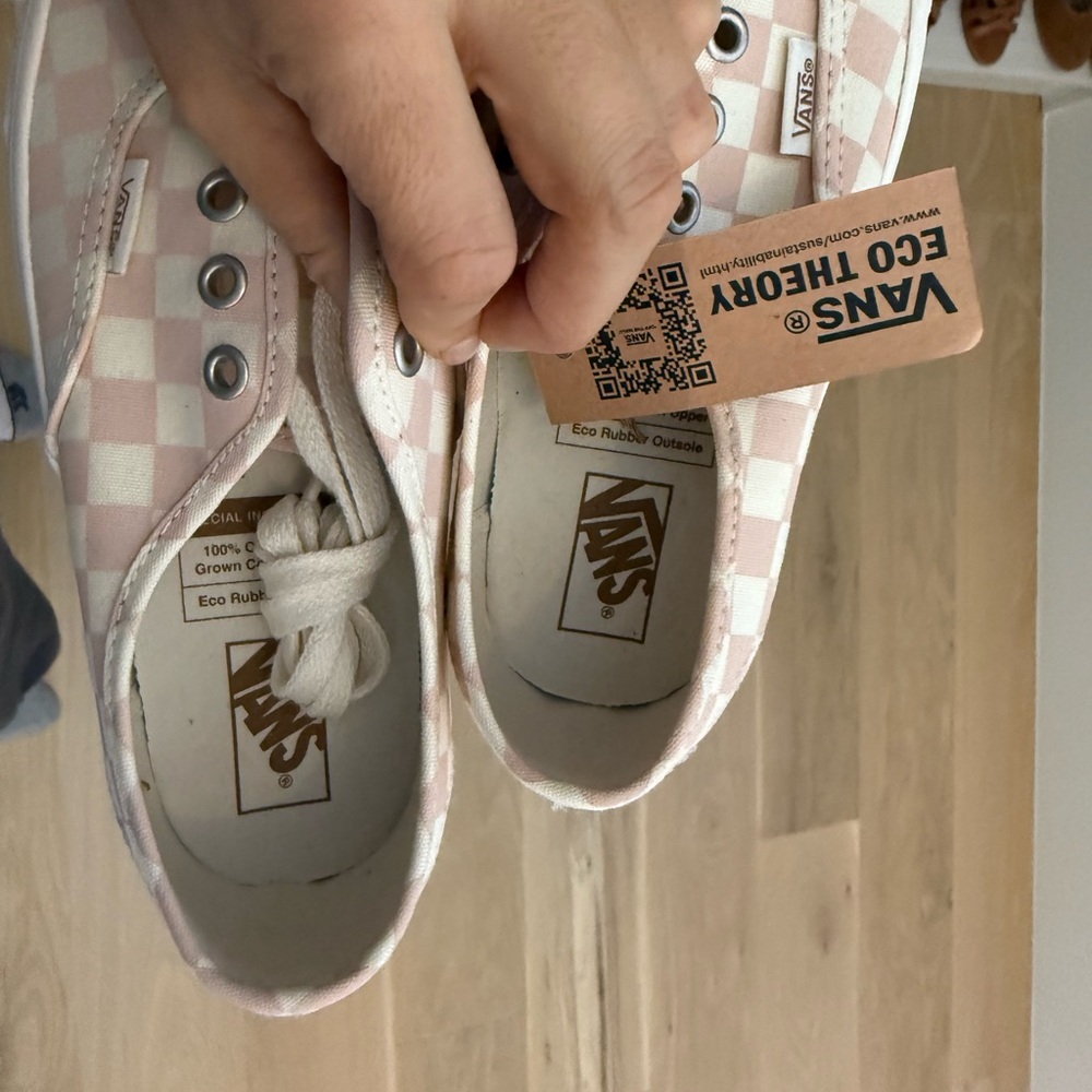 Vans Pink and White Checkerboard Authentic Sneakers - Picture 3 of 4